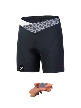 Beroy Womens Padded Cycling Shorts XL Leopard Print Waistband Black Brown